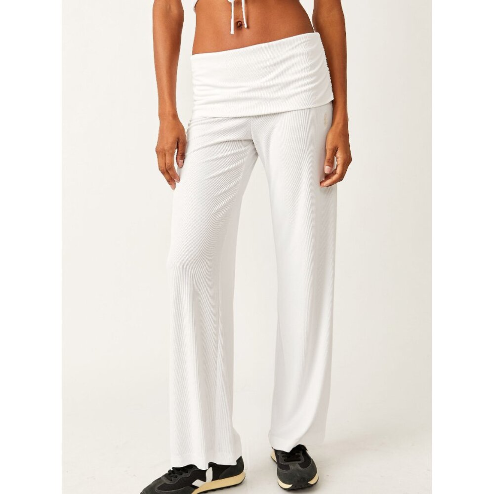 Free People! FP Movement Meet Me In The Middle Pants In White NWT!